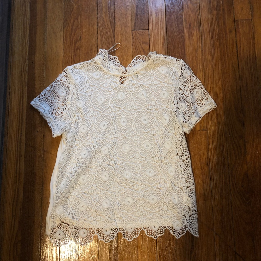 LOVE J White Lace Top Medium